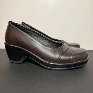 DANSKO Loafers Womens Size 7.5-8 Bridget Brown Leather Slip On Wedge Shoes